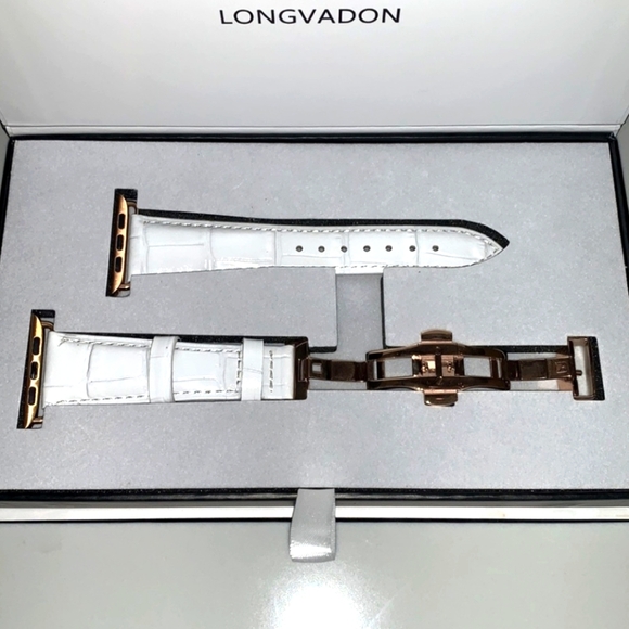 Longvadon Accessories - Smartwatch Band White Womens Compatible Series 1-9 Ultra 2 (38-49) Apple Watch